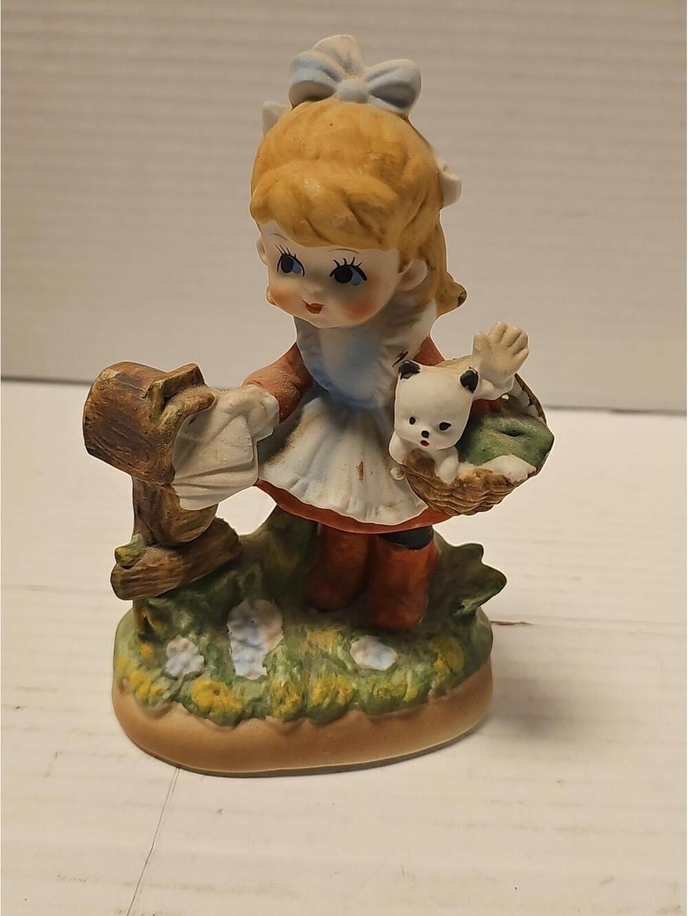 ARDCO Porcelain Ceramic Figurine - Girl with Basket at Mailbox